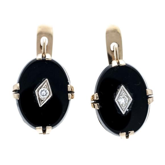 Historia AuktionshausOnyx and Brilliant-Cut Diamond Earr