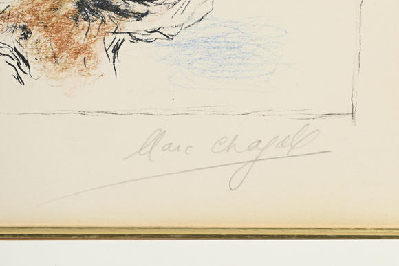 Piguet - H?tel des VentesMarc Chagall (1887-1985),  Les Lilas , 1980, lithographie en couleurs sur Velin d'Arches, signée et numérotée 31/50 au crayon, 92x59,5