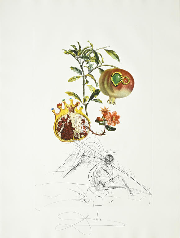 Piguet - H?tel des VentesSalvador Dali (1904-1989),  FlorDali - Les Fruits , 1969, 10 pointes-sèches et lithographies en couleurs, signées et numérotées 7/35