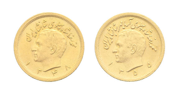 Piguet - H?tel des VentesRoyaume d'Iran, Mohammad Reza Shah (1941-1979), 2 pièces de 1 pahlavi en or, 1348 SH (1969-70) et 1355 SH (1976)