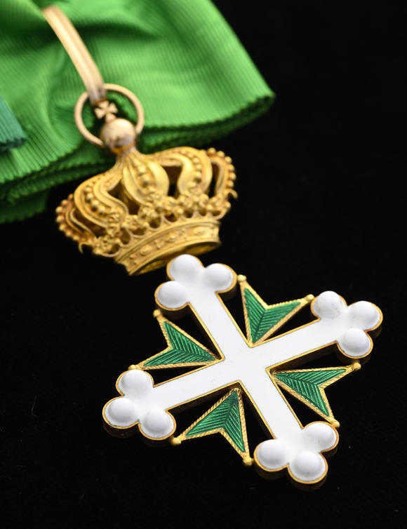 Piguet - H?tel des VentesItalie / Royaume d'Italie, Ordre des Saints Maurice et Lazare, fondé en 1572, croix de Commandeur et réduction, en or et émail