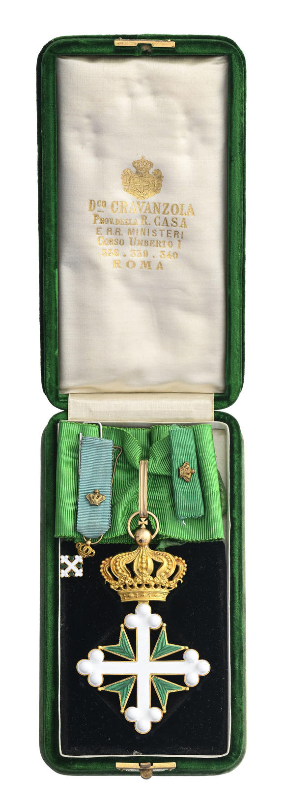 Piguet - H?tel des VentesItalie / Royaume d'Italie, Ordre des Saints Maurice et Lazare, fondé en 1572, croix de Commandeur et réduction, en or et émail