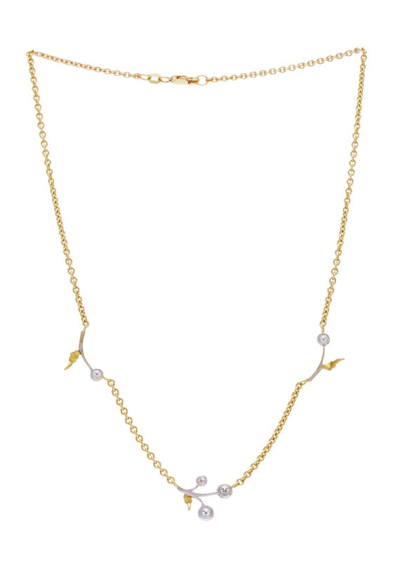 Piguet - H?tel des VentesCollier 2 ors 750 cha?ne à maille for?at alternant des motifs floraux serti de diamants taille brillant