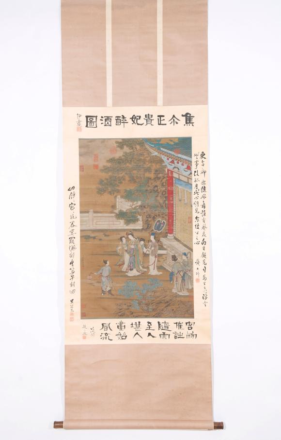千美會(huì)焦秉貞絹本貴妃醉酒圖畫