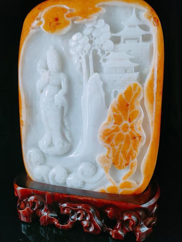 日本松町古美和田玉擺件