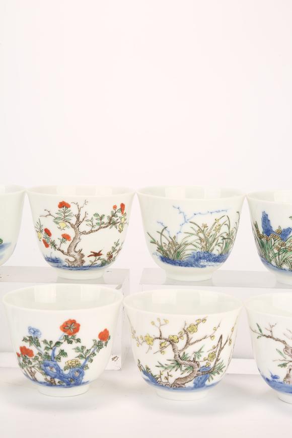 千美會五彩十二花神杯一組