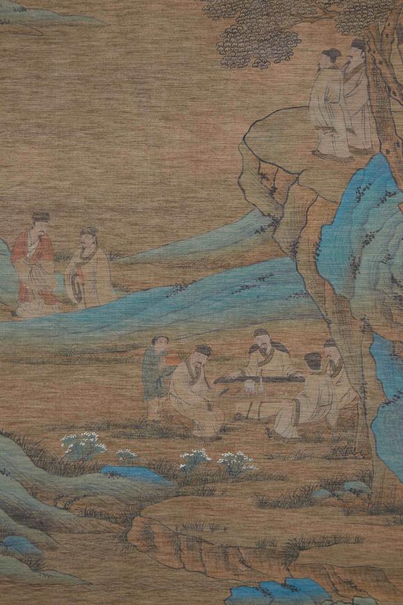 千美會(huì)仇英絹本松下高仕圖畫(huà)