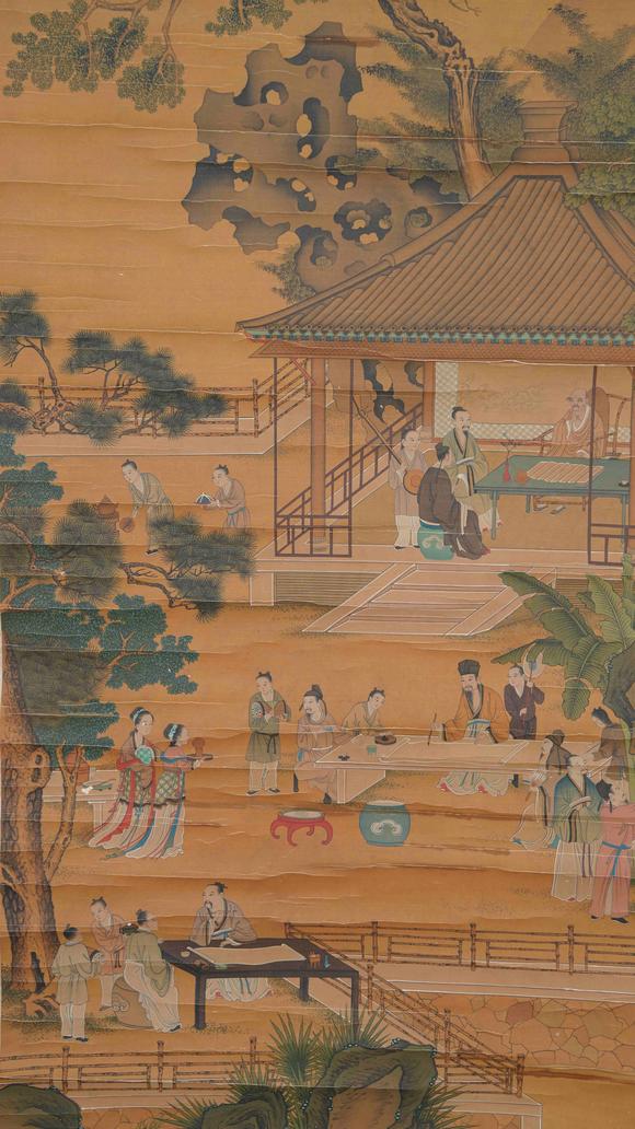 千美會(huì)仇英絹本西園雅集圖畫(huà)