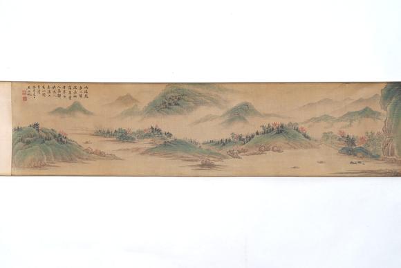 千美會吳湖帆絹本山水圖畫手卷