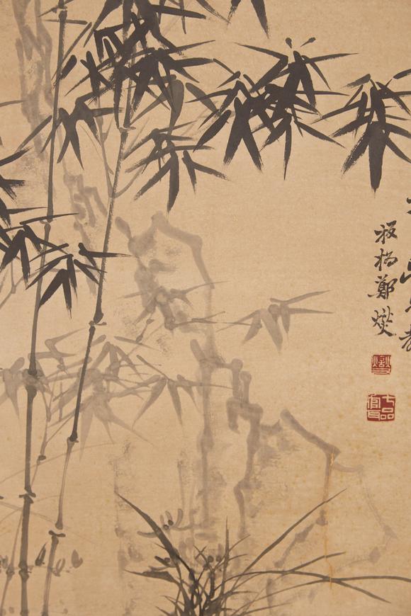 千美會(huì)鄭板橋紙本墨竹圖畫