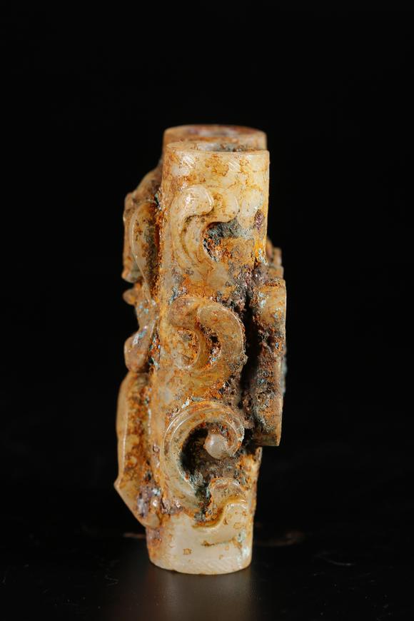 千美會和田玉雕獸面龍紋雙聯(lián)勒子