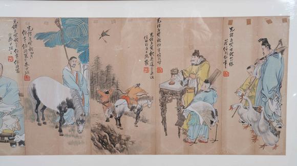 千美會(huì)任伯年紙本人物圖畫(huà)畫(huà)框