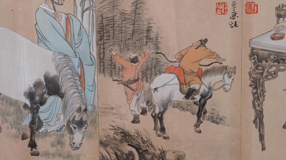 千美會(huì)任伯年紙本人物圖畫(huà)畫(huà)框