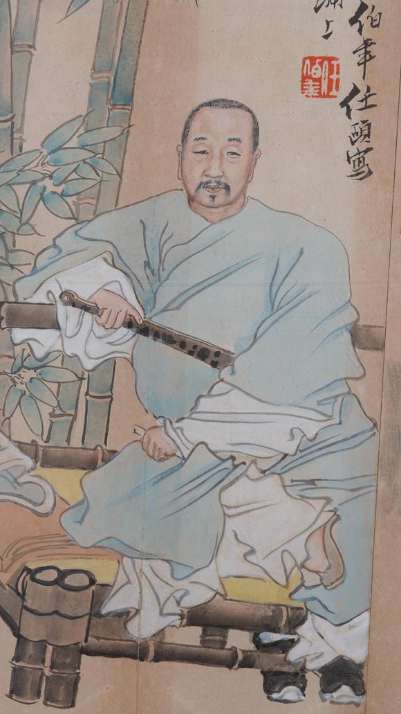 千美會(huì)任伯年紙本人物圖畫(huà)畫(huà)框