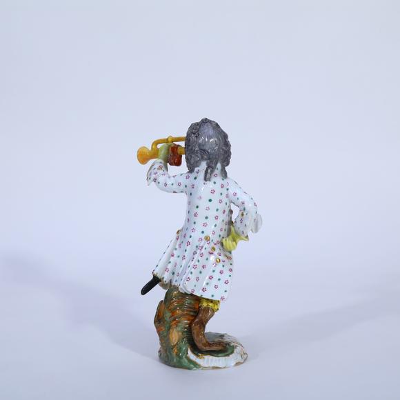 KARSON AUCTION18th Century Meissen Porcelain Figurine of Trumpeting Monkey from the Monkey Band, designed by Johann Joachim K?ndler