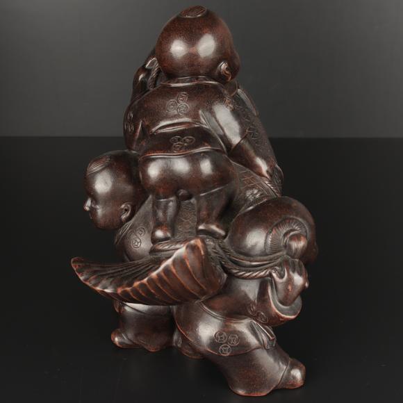 朱雀美術拍賣三童子抱鯉魚銅擺件