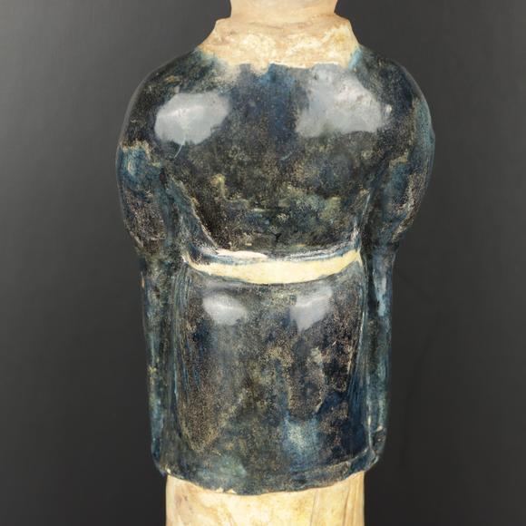 朱雀美術(shù)拍賣唐三彩 文官藍彩俑