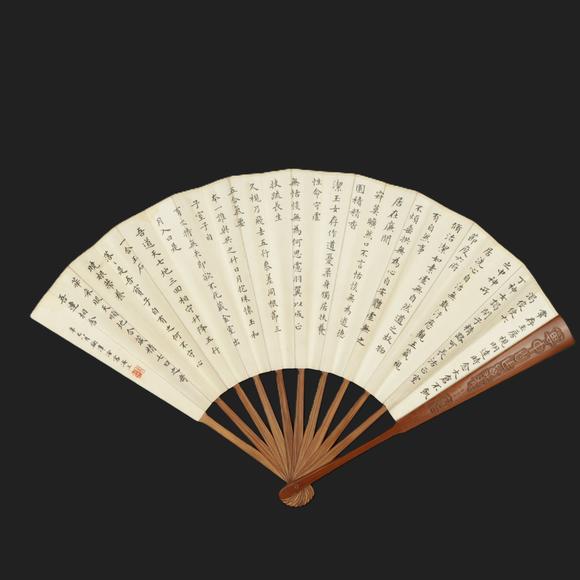 朱雀美術(shù)拍賣民國 子安款竹刻博古金文扇骨