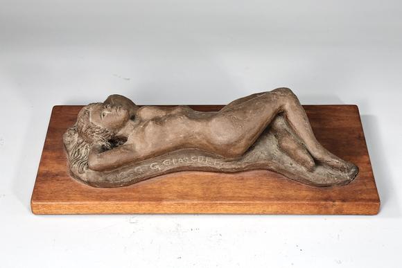 Karl s Collections IncHand Carved Reclining Female Nude Signed C. Glassoff