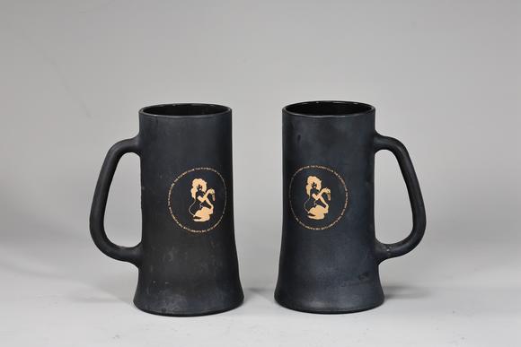 Karl s Collections Inc1970s Playboy Club Matte Black Beer Mugs Set Of 2
