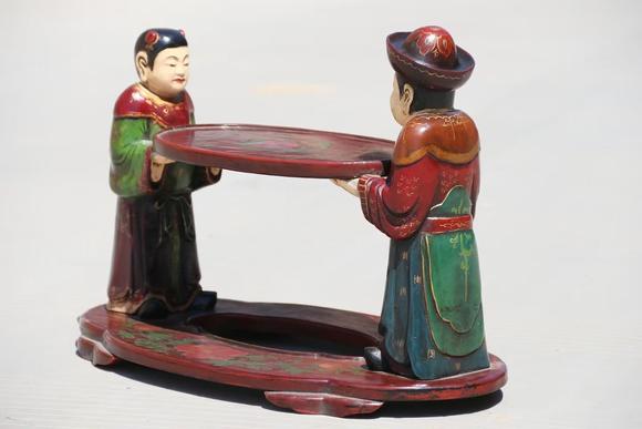 億品兆富株式會(huì)社（AALPZF）清代木胎漆器 雙童獻(xiàn)瑞彩繪抬盤