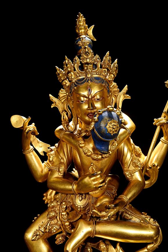HUNG YUN ZHAI AUCTION HOUSE INCYongle Period Gilt-Bronze Yab-Yum Buddhist Mother Statue