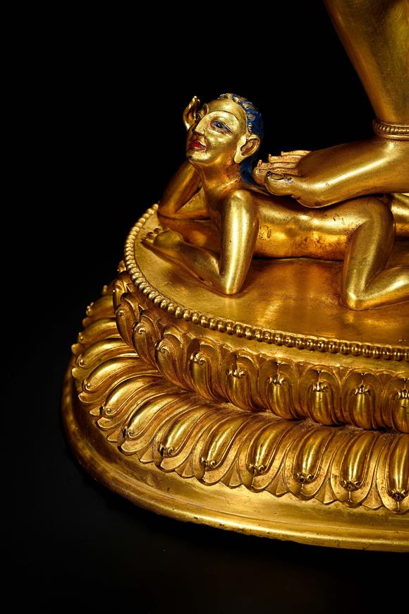 HUNG YUN ZHAI AUCTION HOUSE INCYongle Period Gilt-Bronze Yab-Yum Buddhist Mother Statue