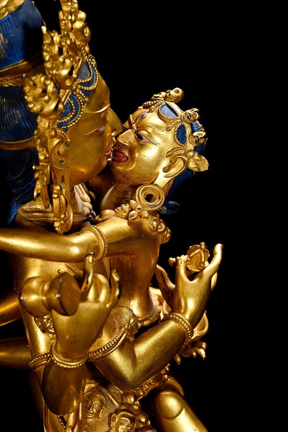 HUNG YUN ZHAI AUCTION HOUSE INCYongle Period Gilt-Bronze Yab-Yum Buddhist Mother Statue