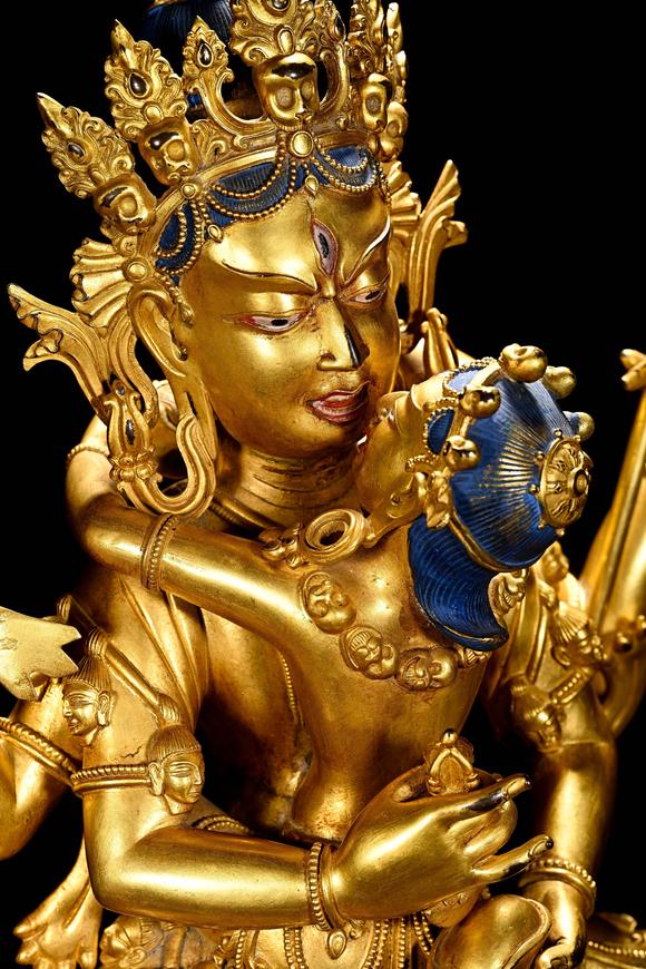 HUNG YUN ZHAI AUCTION HOUSE INCYongle Period Gilt-Bronze Yab-Yum Buddhist Mother Statue