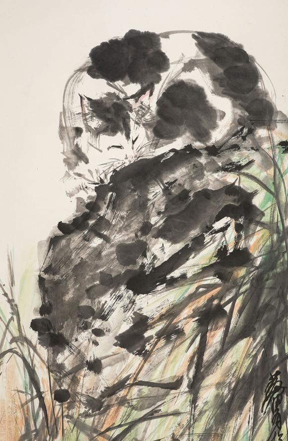 中鴻信黃胄（1925-1997）?幽石貓趣圖