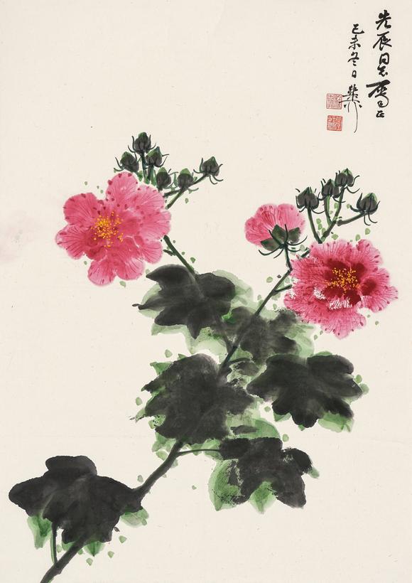 中鴻信謝稚柳（1910-1997）?芙蓉花