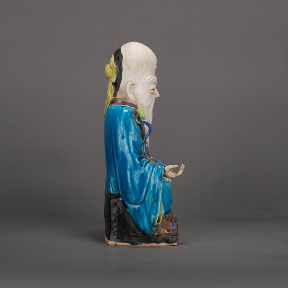 （和正堂株式會社）吉祥美術(shù)明 素三彩壽星像