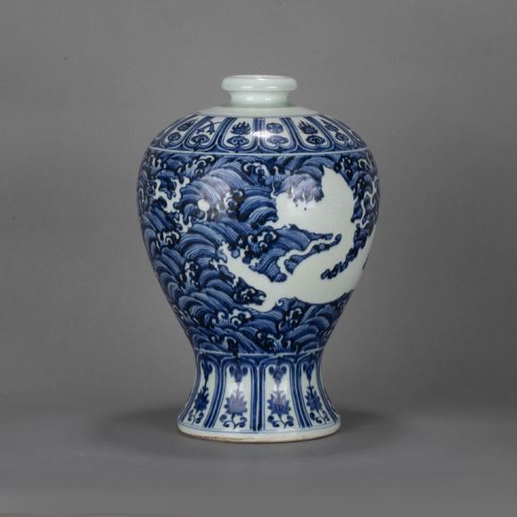 （和正堂株式會社）吉祥美術(shù)明 古染附龍紋梅瓶