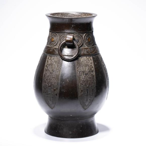 （和正堂株式會(huì)社）吉祥美術(shù)明 古銅錯(cuò)金銀環(huán)耳瓶