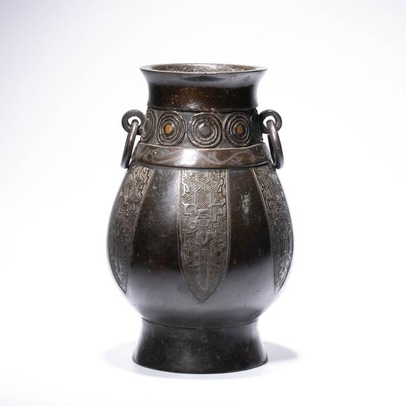 （和正堂株式會(huì)社）吉祥美術(shù)明 古銅錯(cuò)金銀環(huán)耳瓶