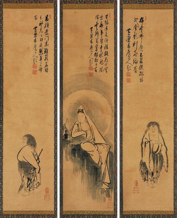 中鴻信釋木庵（1611-1684）?寒山拾得觀音一堂
