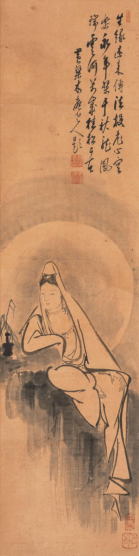 中鴻信釋木庵（1611-1684）?寒山拾得觀音一堂