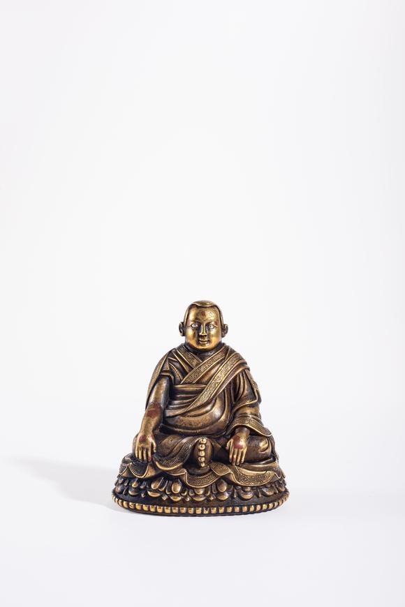 中鴻信清早期 合金銅上師像