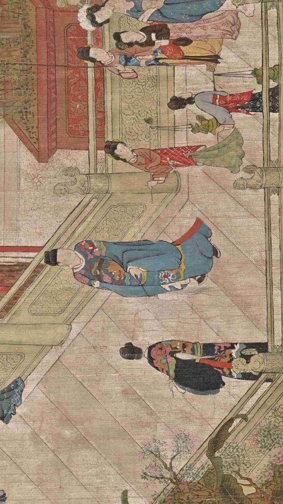 日本松町古美唐寅  宮苑仕女游春圖