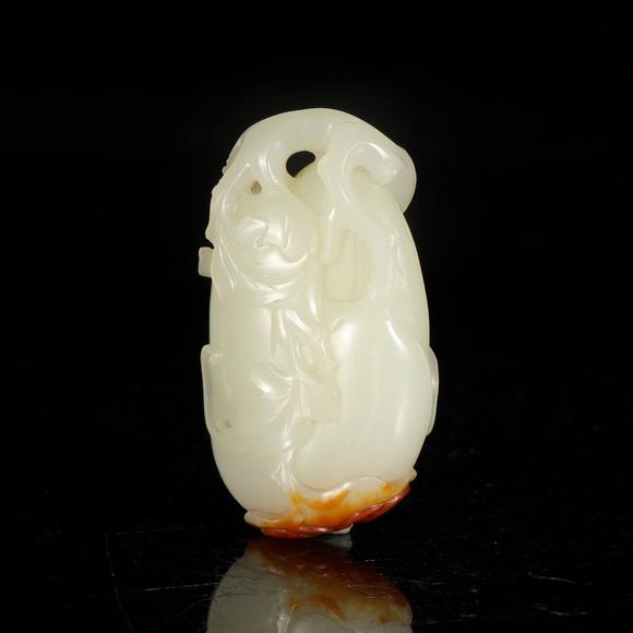 藝是拍賣清·白玉帶皮瓜瓞綿綿掛件
