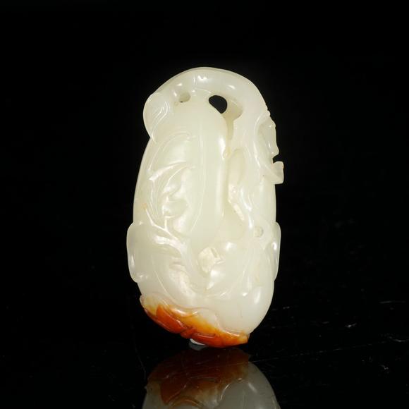 藝是拍賣清·白玉帶皮瓜瓞綿綿掛件