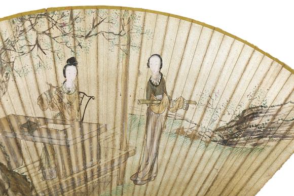 東京銀座（古美術宋磁）文徵明·仇英（文物商店舊藏）  楷書/仕女