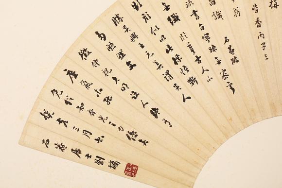 東京銀座（古美術(shù)宋磁）劉墉  書法扇面