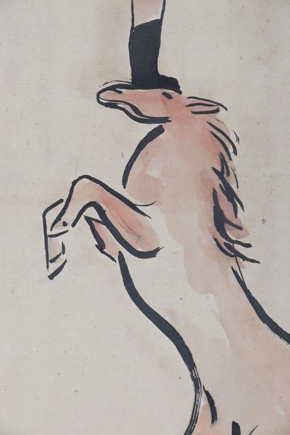 東京新日本常玉（1895-1966）　馬上英雄　油畫鏡框