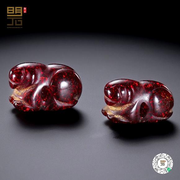 北京明石拍賣(mài)有限公司明 琥珀辟邪一對(duì)