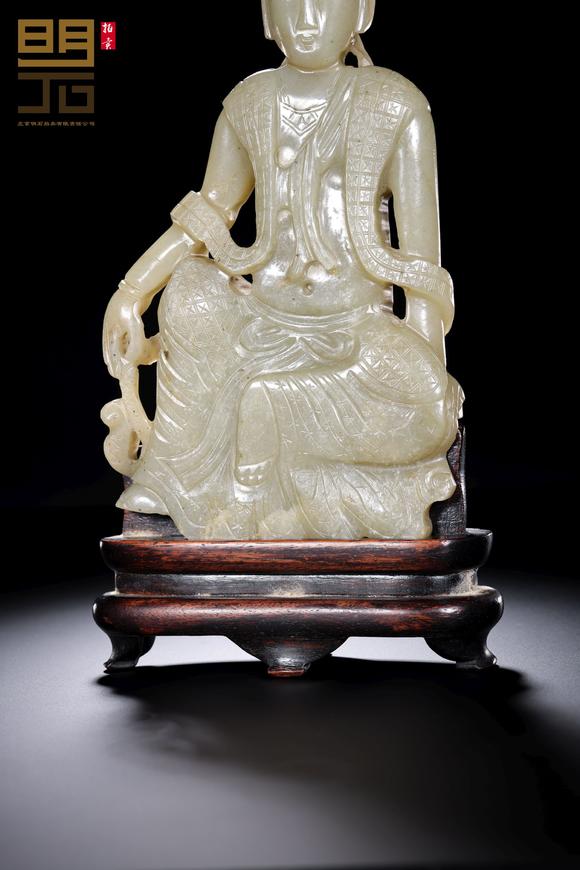 北京明石拍賣有限公司明 白玉水月觀音坐像