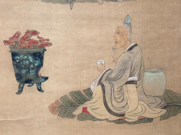 東京新日本陳洪綬（1598-1652）　人物　絹本立軸