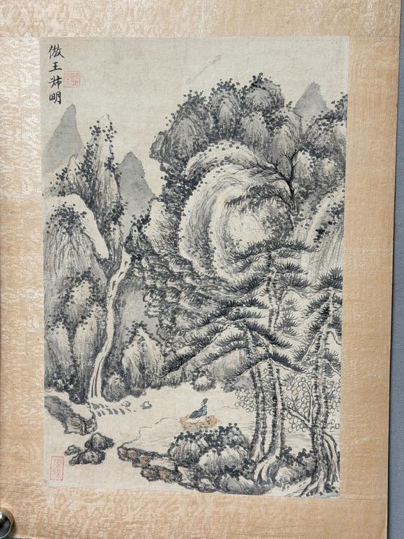 東京新日本王鑑（1598-1677）　山水四開(kāi)　紙本鏡片