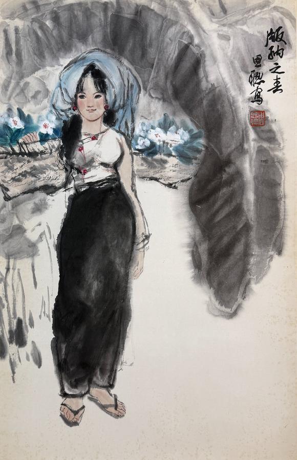 東京新日本周思聰（1939-1996）　版納之春　紙本立軸