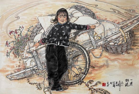 東京新日本劉文西（1933-2019）　一束野花　紙本鏡心